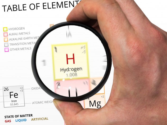 Hydrogen symbol – H. Element of the periodic table zoomed with m
