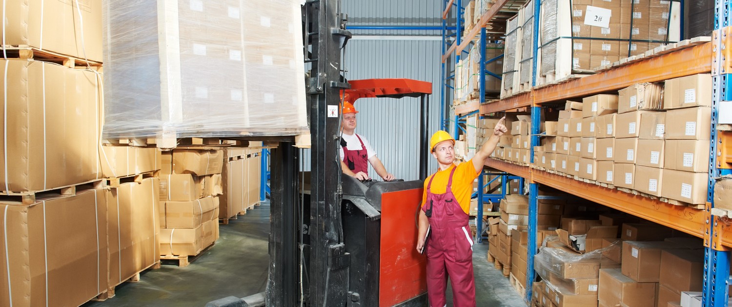 distribution in warehouse with forklift